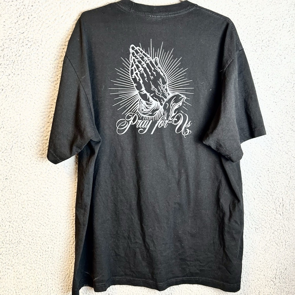 Virgin Mary Shirt Pray for Us Forgive Me Mother Graphic Black Religious Tee XL